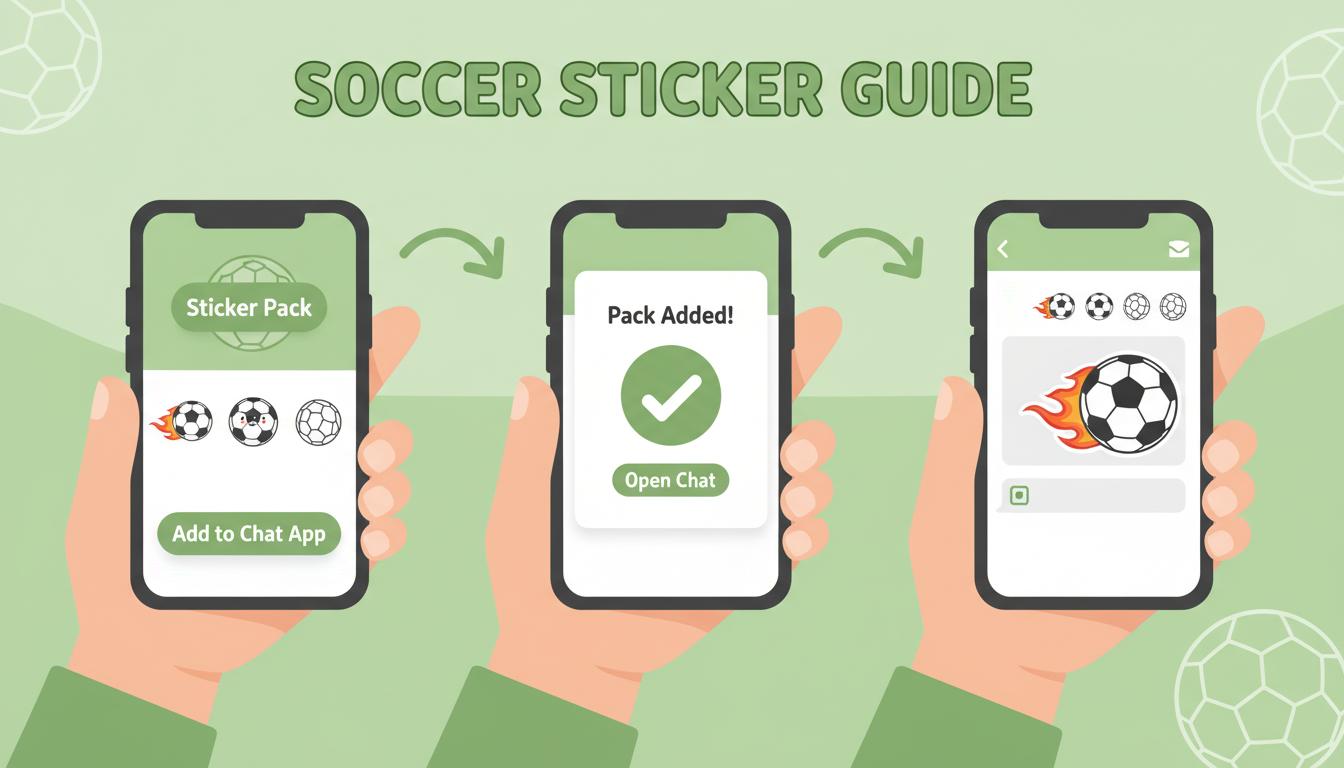 Step by step guide showing how to add football stickers to WhatsApp